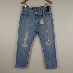 Levi's 501 Jeans Women's 31x26 Blue Denim Button Fly Distressed Cotton